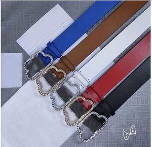 Designer belt luxury men classic pin buckle Women's belts gold and silver Paris head striped double-sided casual 5 colors width Crystal label