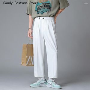 Spodnie męskie proste noga letnia streetwear koreańskie modne modne spodnie spodni kpop plus rozmiar cienki zwykły harajuku męski ubrania