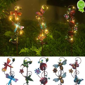 Luz solar para gramado de jardim ao ar livre decorativa borboleta arte de abelha lâmpada de metal ferro à prova d' água fio de cobre lâmpada para jardim gramado gramado