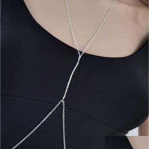 Other Summer Beach Y Body Chain Necklace Gold Elegant Crystal Rhinestone Crossover Waist Belly Chains Boho Jewelry Drop Delivery Dh8Hl
