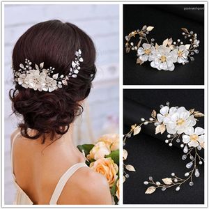 Copricapo Elegante fascia da sposa Ragazze Copricapo di capelli di perle Ghirlanda di fiori Sposa Ghirlanda Testa Tiara Fasce per capelli Gioielli