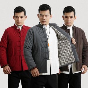 Men's Jackets Traditional Chinese Clothes Tang Suit Coat Tai Chi Uniform Male Winter Thick Jacket Cotton Wadded