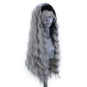 Nxy Grey Синтетические парики для чернокожих женщин натуральные волновые кружевные парики бесплатная часть косплей парик высокотемпературный волокно 230524