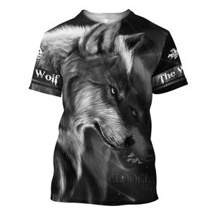 Hip Hop Sportwear Punk Casual Outono Homens Cool Print The Avatar The Animal Wolf 3d T-shirt006
