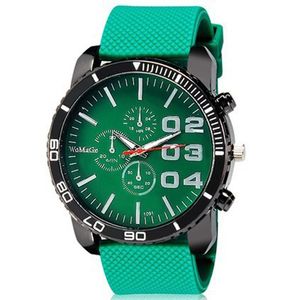 Womage Men смотрит, как Big Dial Men Sports Watch Watch Rubber Rubber Watch Green Band Men Men Watch Relogio Masculino Reloj Hombre