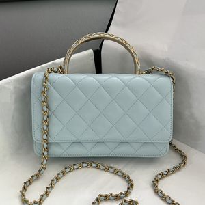 Tasarımcı Omuz Çantası Kadınlar İçin Gerçek Kuzu Direktörü Flep Sandalı 24K Çelik Donanım Lüks Lady Lady Crossbody Bags Mini Kart Çanta AP3381