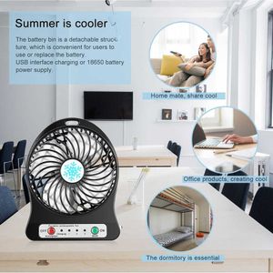 Ventilatori elettrici Ventilatore ricaricabile Ventilatore a luce led Raffreddatore d'aria Ventilatore da tavolo Terzo ventilatore a vento senza raffreddamento della batteria Ventilatore portatile Mini USB portatile