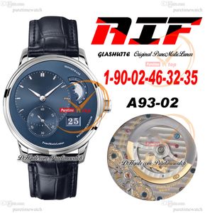 AIF PanoMaticLunar MoonPhase A93-02 Automatyczny Męski Zegarek Stalowa Koperta Niebieska Tarcza Czarny Skórzany Pasek Super Version Edition Herrenuhr Reloj Hombre Zegarki Puretime C3