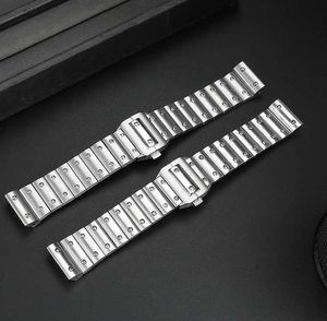 Rostfritt stålklocka Rem som är lämplig för Santos 100 -serien Sandus Precision Steel Watch Band med herr metallkedja 23mm