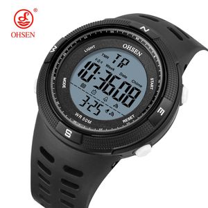 Цифровые светодиодные мужчины Sport Watch Reloj Hombre Black 50m Silicone Bracelet Мужчины военные электронные наручные часы мужские часы