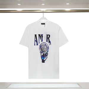 メンズデザイナーTシャツLuxe Tshirt Amri for Men Top Exteized Tee Amr Shirt Amri Clothing Fashion Summirir Shird Crew Neck E14