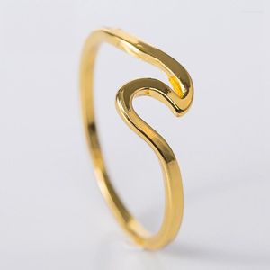 Cluster Rings Fashion Simple Design Sea Wave Ocean Surf Rose Gold Silver Color Finger Jewelry For Women Surfer Gift