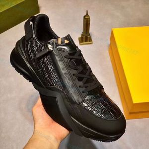 Akış Spor ayakkabı ayakkabıları Tasarımcı Marka Siyah Erkekler Günlük Elbise Ayakkabı Fermuarı Kauçuk Örgü Hafif Soyan Teknik Kumaş Açık Hava Sporları En Kalite Koşu Ayakkabıları