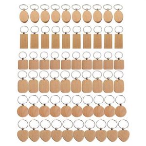 Klasynie 80pcs puste drewniane klęcznik kluczyka DIY Key Tag Anti-Glost Wood Akcesoria Prezent Mixed2672