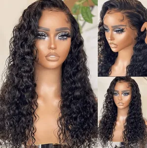 Water Wave Lace Front Peruca brasileira encaracolado perucas de cabelo humano para mulheres pré-plucked bebê cabelo onda profunda remy peruca de cabelo transparente rendas