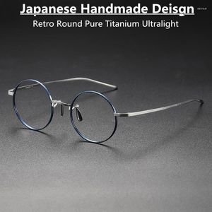 Sunglasses Frames Japanese Handmade Round Pure Titanium Glasses Frame Men Women Prescription Eyeglasses Ultralight Optical Eyewear Gafas