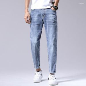 Mäns jeans stretch harem byxor denim plus storlek niopunkt manlig enkel