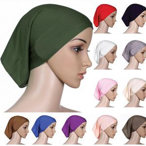 2019 mais novo lenço de cabeça feminino islâmico muçulmano lenço de baixo de algodão hijab capa de cabeça gorro liso hijabs316c