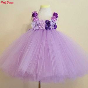 Vestidos para meninas POSH DREAM Flor lavanda vestido tutu rosa flor chiffon crianças vestido lavanda casamento dama de honra roupas infantis para meninasHKD230712