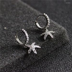 Stud Earrings Simple Titanium Steel Zircon Inlaid Starfish Women's Exquisite Social Temperament Korean Fashion Jewelry