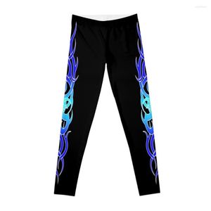 Active Pants Tatuering Blue Flame Design Leggings Dam Fitness Yoga Byxa Dam Kvinna