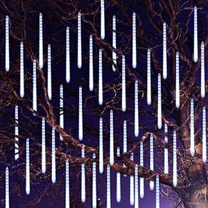 Cordas 8 tubos Chuva de meteoros Chuva Led Luzes de corda Guirlandas de rua Decorações para árvores de Natal para ano ao ar livre Jardim de fadas