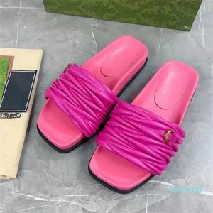 Women Designer Slipper Slide Sandals Summer Leather Shoes Classic Beach Casual Sandals Size Woman 2023