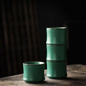 Canecas Criativas Xícara de Chá em Forma de Bambu Exclusiva Estilo Vintage Xícaras de Cerâmica 120ml Fornalha Mudar Xícara de Cerâmica Decorações Requintadas conjunto de 3 R230713