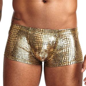 Underpants Pinky Senson Men Sexy Loonswear Snake Skin Имитация кожаные боксеры мужские шорты Boxer U Выпуклый с низкой талией мужские трусики трусики J230713