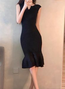 Casual Kleider Elegante Gestrickte Pullover Kleid Frauen Sommer Herbst Winter Ärmel Bodycon Midi Vestidos 2023 Koreanische