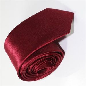 Satin polyester silkes slips hals bindningar män kvinnor vinröd mager fast färg vanliga 20 färger 5cmx145cm274e