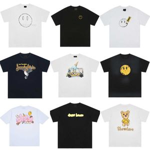 K0AE Drew Short High Quality Basic t Shirt for Men and Women Couple Tees Smiley Face Printing Oversize Version Star Sleeve Fashion Trendy Design T shirt