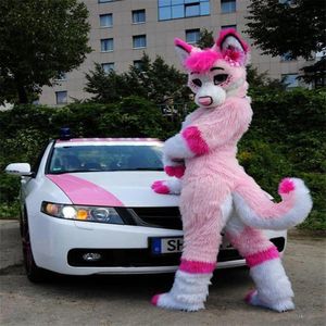 Профессиональный индивидуальный розовый меховой костюм Husky Costume Cartom