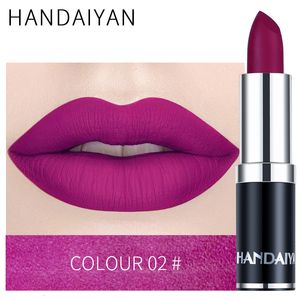 Губная помада Handaiyan Sexy Nude Red Brown Purple Lipgloss Матовая блеск для губ бархатный водонепроницаемый макияж длительный косметик 230712