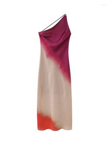 Abiti casual Donna 2023 Moda senza maniche Asimmetrico Tie Dye Dress Vintage Backless Cinghie sottili Donna Abiti Robe Mujer