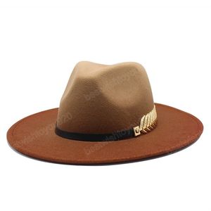 Градиент осенняя зимняя шляпа Sun Women Men Men Fedora Hat классическая широкая края