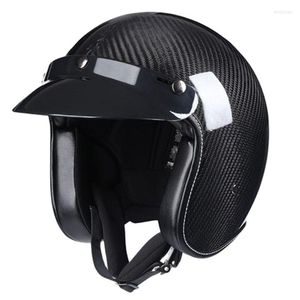 Kaski motocyklowe Carbon Fibre Men Half - Medium 3/4 Open Face Women Kask płaski (L)