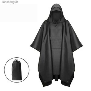 Capa de chuva leve à prova d'água unissex adulto com capuz poncho de chuva com bolso mochila capa de chuva barraca de acampamento tapete de piquenique L230620