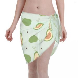 Costumi da bagno da donna Sexy Chiffon Pareo Sciarpa Kawaii Avocado Cartoon Beach Cover Up Wrap Sarong Skirt Wear Costumi da bagno Bikini Ups