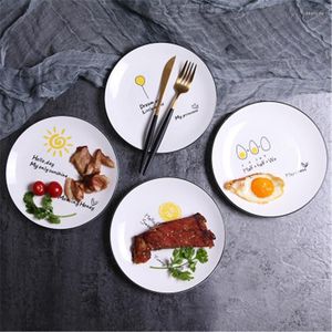 Tabliczki 8 -calowe okrągły kreskówka ceramiczna płyta obiadowa porcelanowa stek orzech owoc