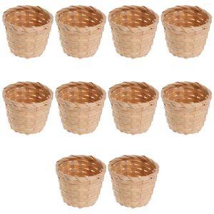 Dinnerware Sets 10 Pcs Braided Ball Rustic Storage Bins Fruit Holder Simple Basket Home Decorative Wooden Handmade Premium Office