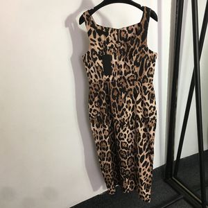 Vestido feminino leopardo moda colete vestidos retrô saias finas meninas gola redonda vestidos de uma peça roupas tamanho grande