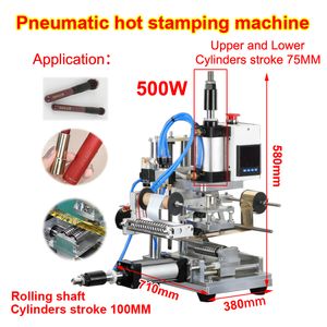 Pneumatic Cylindrical Bronzing Embossing Machine Hot Stamping Machine for Lipstick Tube Pen Curved Surface Custom LOGO 220V 110V