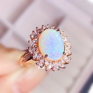 Cluster Rings Natural Real White Opal Big Luxury Ring 9 11 мм 2,2CT Gemstone 925 Серебряное серебряное изящные украшения для мужчин или женщин J225277