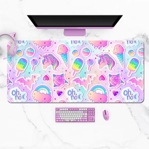 Extra Grote Kawaii Pastel Goth Eenhoorn Gaming Muismat XXL Bureau Mat Waterbestendig Antislip Laptop Bureau Accessoires