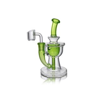 Waxmaid 6.38inch Trophy Incycler Hookah Green Clear Dab Rig Beher Su Boru Cam Bong Bong 3 Büyük Yarık Difüzör Tasarım Yağı Depo Deposu Perakende Sipariş Ücretsiz Nakliye