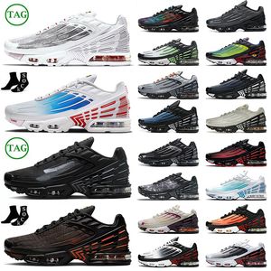 Partihandel 2023 Ställt in 3 TN Plus Running Shoes Unity Berlin Mesh Triple Black All White Laser Blue Halloween Obsidian TNS Chaussure Homme Femme TNS. Tränare sport