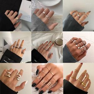 Cluster Rings 1-10pcs/Set Jewelry Metal Alloy Pearl Hollow Round Opening Women Men Finger Ring For Girl Lady Party Wedding Gifts