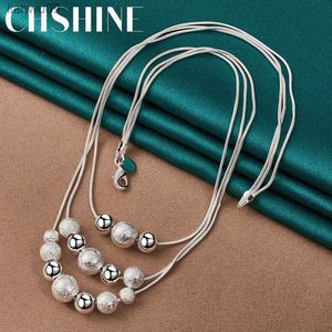 Chshine 925 STERLING Gümüş Üç Yılan Zinciri Pürüzsüz Mat Top Boncuklar Kadınlar İçin Kolye Düğün Cazibesi Partisi Moda Takı L230704