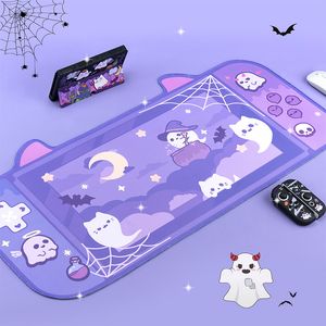 Kawaii Extra Large Gaming Mouse Pad Purple Ghost Keyboard Mousepad XXL Big Desk Mat Water Proof Nonslip Laptop Desk Accessories